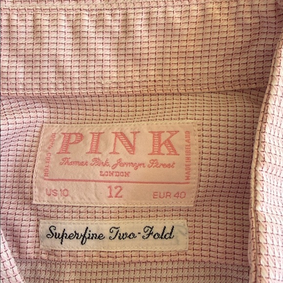 Thomas Pink pink checked cotton button up shirt 10 - Picture 5 of 5